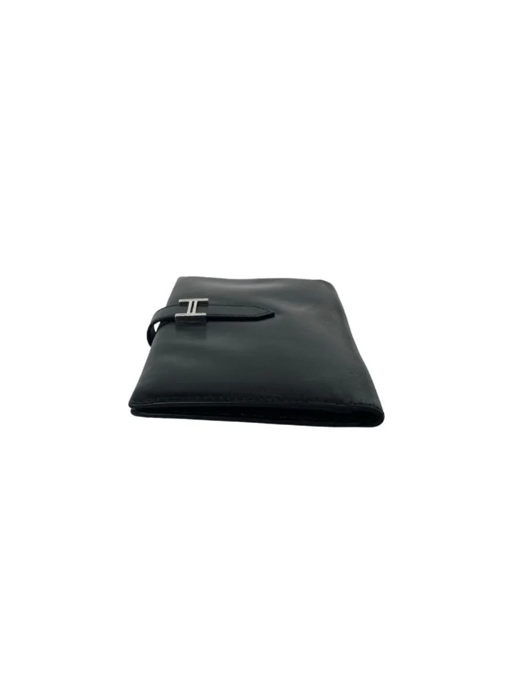 Hermes Bearn Box Calf Wallet Bifold Card Case Coin Purse Black